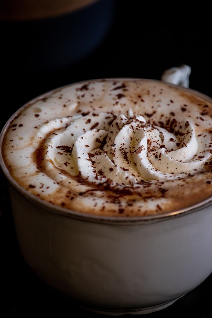 hot chocolate mug with whipcream and chocolate flakes